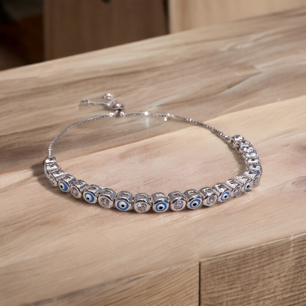 Evil eye sterling silver bracelet